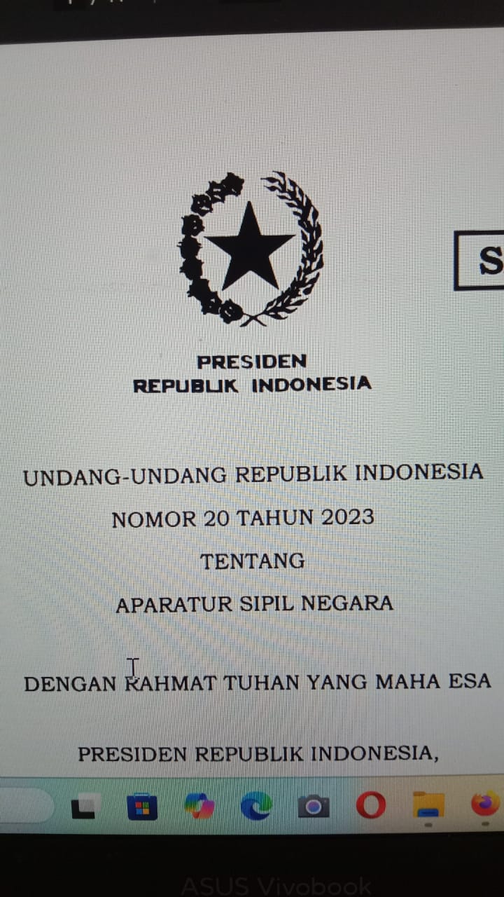UU Nomor 20 Tahun 2023 PERUBAHAN TENTANG ASN